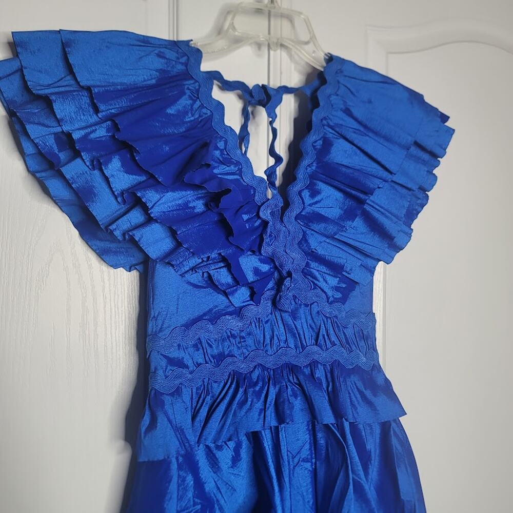 NEW Flamenco Tango BLUE Multi Tiered Dress youth large DANCE Fiesta Formal - Picture 5 of 10